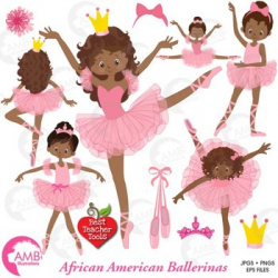 Ballet Clipart, Ballerina, Dancer Clipart, African American, AMB-947