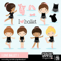 I LOVE BALLET 1 - Digital Clipart Set, Ballerina Clipart, Ballet ...