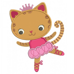 Cute Ballerina Cat with a little Crown Applique Machine Embroidery ...