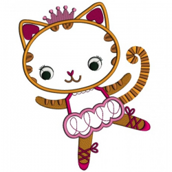 Cute Ballerina Cat with a little Crown Applique Machine Embroidery ...