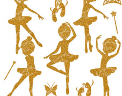 Gold Glitter Ballerina Silhouettes 2 Clipart Set