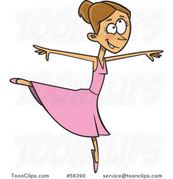 Cartoon Graceful Brunette White Ballerina Dancer in Action #56390 by ...