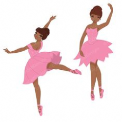 African American Ballerina Digital Clip Art, Ballet Clipart, Pink ...