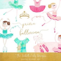 Ballerina Clipart Set - Watercolor Ballet Images - Dancing Graphics ...