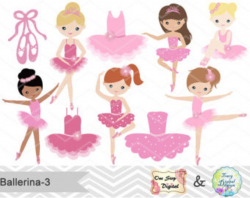 Digital Ballerina Clipart, Pink Ballet Girl Clip Art, Dancing Girl ...