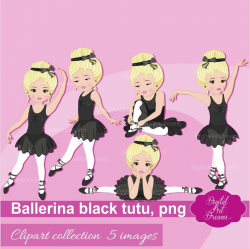 Ballerina Clipart, Little Girls Clip Art, Cute Characters Graphics, Black  Tutu Dress, Blonde Girl Ballet, Ballerina Printables, Dance Images