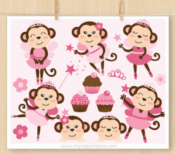 Monkey Ballerina Pink Clipart Girl Monkeys Ballet shoes