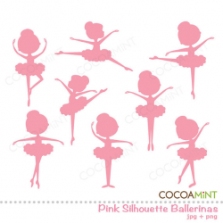 Pink Silhouette Ballerina Clipart