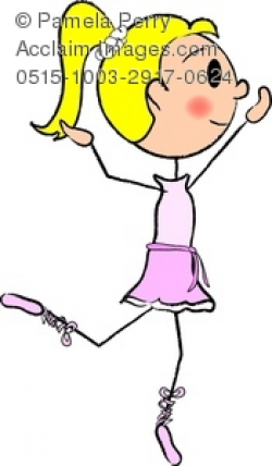 Clip Art Image of a Stick Figure Ballerina Girl