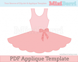 Ballet Tutu Dress Applique Pattern PDF Applique Template Instant ...
