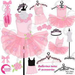 Ballerina clipart, Ballet clipart, ballerina tutus, Pink Ballet Costumes,  for invites and scrapbooking, commercial use, AMB-2608