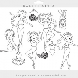 Ballerina lineart clipart - line drawing clip art ballet dancing ...