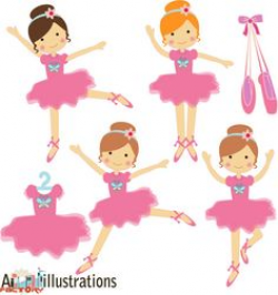 Ballerina Clipart with cute characters, pink tutu, ballet shoes ...