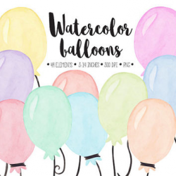 Watercolor Balloons Clip Art. Hand from PixelGardenDesign on Etsy