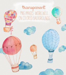 Watercolor Hot Air Balloon Clip Art