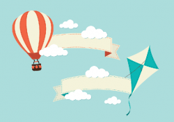 Banners with Hot Air Balloon and Kite | Clipart | The Arts | Image ...