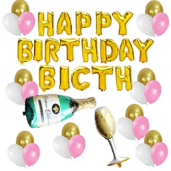 Amazon.com: KUNGYO Funny Birthday Party Decorations Kit-Gold ”HAPPY ...