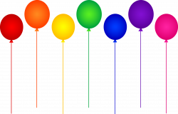 Seven Rainbow Birthday Party Balloons - Free Clip Art