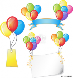 Colorful balloons festive with text bar template set vector ...