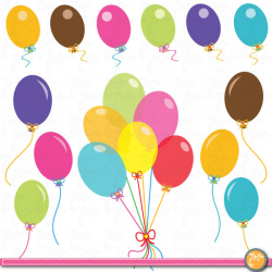Party Balloons clip art Colorful Balloons clip art perfect