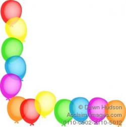 Clipart Illustration of a Birthday Party Balloon Page Corner Border