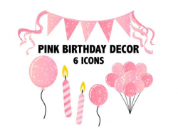 Glitter Pink BIRTHDAY CLIPART - Printable Sparkly Pink ...