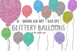 Glitter Balloons Clip Art Set ~ Illustrations ~ Creative Market