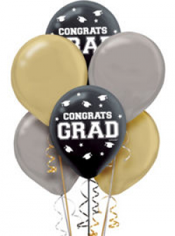 Graduation Balloon - Black, Gold & Silver 17in | Party City