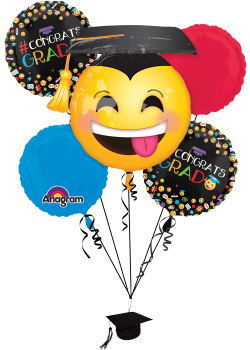 Anagram Awesome Grad Congrats Emoji Emoticon Decor 6pc Balloon Pack ...
