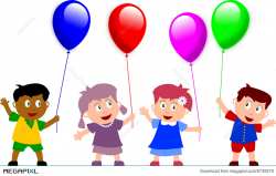 Kids And Balloons Illustration 5738275 - Megapixl