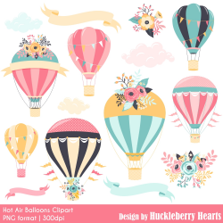 Hot Air Balloons Clipart - Huckleberry Hearts