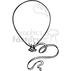 Black and white balloon with string clipart. Royalty-free clipart # 374473