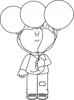 clip art black and white | Black and White Little Boy and Balloons ...
