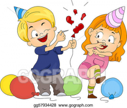 Drawing - Birthday balloon pop. Clipart Drawing gg57934428 - GoGraph
