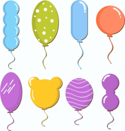 Balloon icons collection various colorful shapes decoration vectors ...