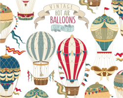 Vintage Hot Air Balloon Clipart - Unique Vector, PNG, & JPG Clip Art Set -  Retro Clipart, Hot Air Balloons Print, Beautifully Detailed!