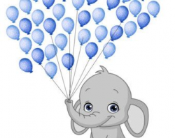 Elephant BABY SHOWER FINGERPRINT guest book balloon Stamp ...