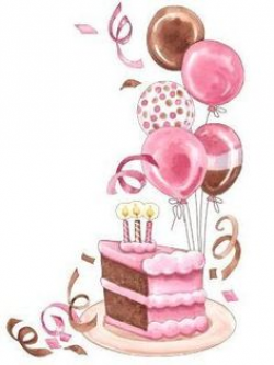 Clipart Illustration of a Slice Of Birthday Cake With Balloons And ...