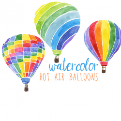 Watercolor Hot Air Balloons Party Festive Clip Art, Hot Air Balloon ...