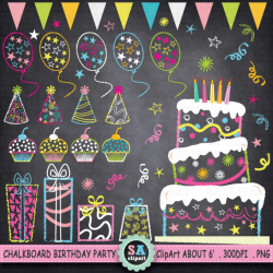 Chalkboard Birthday Party Clip Art Birthday CLIP