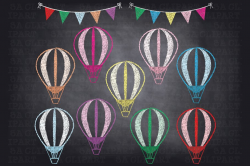 Chalkboard Hot Air Balloon Clip Art ~ Illustrations ...
