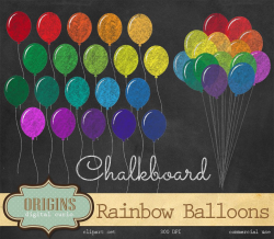 Chalkboard Rainbow Balloons Clipart ~ Illustrations ~ Creative Market
