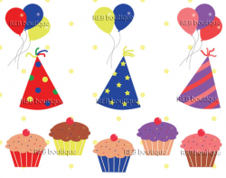 Birthday Clipart Clip art Birthday Party Hats balloons