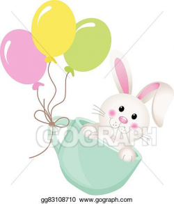 EPS Illustration - Easter bunny in teacup with balloon ...