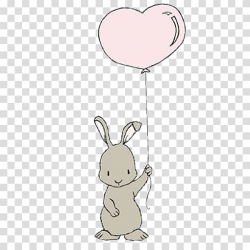 Gray rabbit holding heart balloon sticker, Rabbit Easter ...