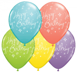 11in Qualatex Birthday Elegant Sparkles & Swirls Sorbet Latex ...