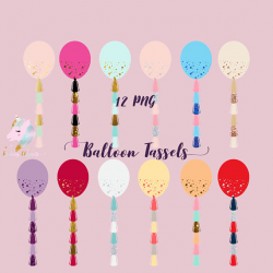 Balloon tassels, glitter tassels, balloon clipart, tassels clip rt ...