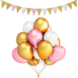 Amazon.com: LeeSky 100Pcs Gold & Pink & White Color Latex Party ...