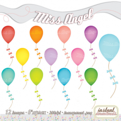 Balloons CLIP ART SET, 12 Digital Images, Colorful Balloons clipart ...