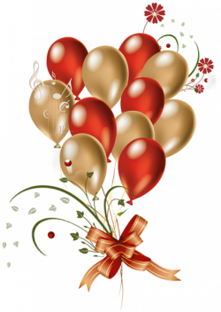 Transparent Red and Gold Balloons Clipart | Scrapbook Birthday/Party ...